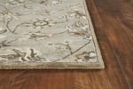 3' X 5' Gray Ivory And Brown Wool Floral Hand Tufted Area Rug