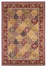 5' X 8' Red Orange And Black Quatrefoil Area Rug