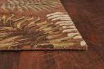 3' X 5' Rust Orange And Green Wool Botanical Leaves Hand Tufted Area Rug