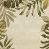8' Ivory And Green Wool Botanical Leaves Hand Tufted Runner Rug