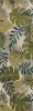 8' Ivory Green And Blue Wool Botanical Leaves Hand Tufted Runner Rug
