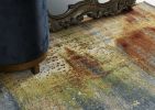 5' X 8' Blue Rust And Orange Abstract Area Rug