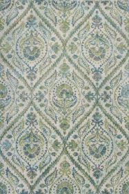 5' X 8' Green Ivory And Teal Medallion Area Rug