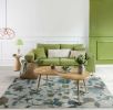 5' X 8' Teal Blue Green And White Floral Vines Area Rug