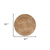 8' Beige And Tan Floral Medallion Distressed Round Rug