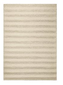 3' X 5' Ivory And White New Zealand Lambs Wool Striped Hand Woven Area Rug