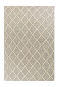 3' X 5' Gray And Ivory New Zealand Lambs Wool Diamond Area Rug