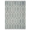5' X 7' Slate Blue And Ivory Wool Geometric Hand Tufted Area Rug