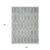 5' X 7' Slate Blue And Ivory Wool Geometric Hand Tufted Area Rug