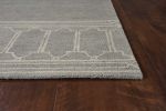 5' X 7' Gray And Ivory Wool Geometric Hand Hooked Area Rug