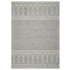 5' X 7' Gray And Ivory Wool Geometric Hand Hooked Area Rug