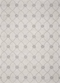 5' X 7' Ivory And Gray Wool Ogee Hand Tufted Area Rug
