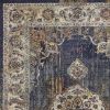 5' X 8' Navy Blue Gold And Ivory Medallion Area Rug