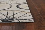 5' X 8' Gray Black And Yellow Abstract Geometric Hand Hooked Area Rug