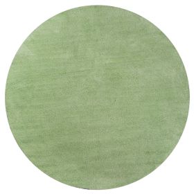 6' Green Shag Hand Woven Round Rug