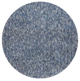 6' Indigo And Ivory Abstract Hand Woven Round Rug