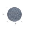 6' Indigo And Ivory Abstract Hand Woven Round Rug