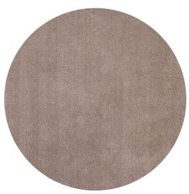 6' Beige Shag Hand Woven Round Rug