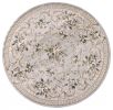 8' Light Gray Green And Tan Floral Medallion Round Rug