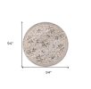 8' Light Gray Green And Tan Floral Medallion Round Rug