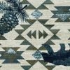 8' Ivory And Blue Southwestern Round Rug