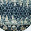 8' Slate Blue And Ivory Southwestern Round Rug