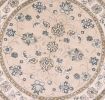8' Beige And Ivory Floral Medallion Round Rug