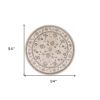 8' Beige And Ivory Floral Medallion Round Rug