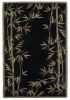 4' X 6' Black Green And Brown Wool Tropical Botanical Hand Tufted Area Rug