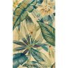 3' X 5' Ivory Teal And Green Wool Tropical Botanical Hand Tufted Area Rug