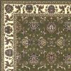 7' Green And Ivory Floral Octagon Rug