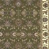 7' Green And Ivory Floral Octagon Rug