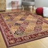 8' Red Orange And Black Quatrefoil Octagon Rug
