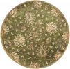 5' Green Red And Ivory New Zealand Lambs Wool Floral Medallion Hand Tufted Round Rug