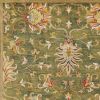 5' Green Red And Ivory New Zealand Lambs Wool Floral Medallion Hand Tufted Round Rug