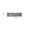 10' Gray And Blue Wool Tropical Botanical Hand Tufted Runner Rug