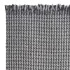5' X 8' Gray And Light Gray Wool Houndstooth Hand Woven Area Rug With Fringe