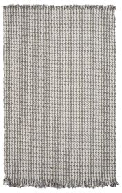 5' X 8' Ivory And Gray Wool Houndstooth Hand Woven Area Rug With Fringe