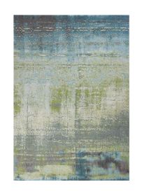 7' X 10' Blue And Green Abstract Area Rug