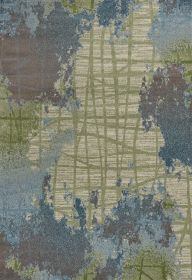 6' X 9' Blue And Green Abstract Area Rug