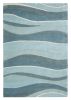 5' X 8' Blue Gray And Ivory Genuine Wool Abstract Geometric Hand Tufted Area Rug