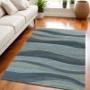 5' X 8' Blue Gray And Ivory Genuine Wool Abstract Geometric Hand Tufted Area Rug
