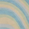 5' X 8' Blue Beige And Green Wool Abstract Hand Tufted Area Rug