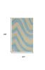5' X 8' Blue Beige And Green Wool Abstract Hand Tufted Area Rug