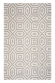 5' X 8' Light Gray And Ivory Wool Geometric Hand Tufted Area Rug