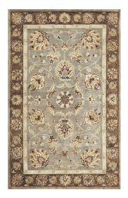 5' X 8' Gray Brown And Ivory New Zealand Lambs Wool Floral Medallion Hand Tufted Area Rug