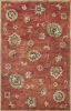 5' X 8' Sienna Gold And Green New Zealand Lambs Wool Floral Vines Hand Tufted Area Rug