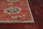 5' X 8' Sienna Gold And Green New Zealand Lambs Wool Floral Vines Hand Tufted Area Rug