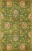 5' X 8' Green Red And Ivory Wool Floral Medallion Hand Tufted Area Rug