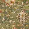 5' X 8' Green Red And Ivory Wool Floral Medallion Hand Tufted Area Rug